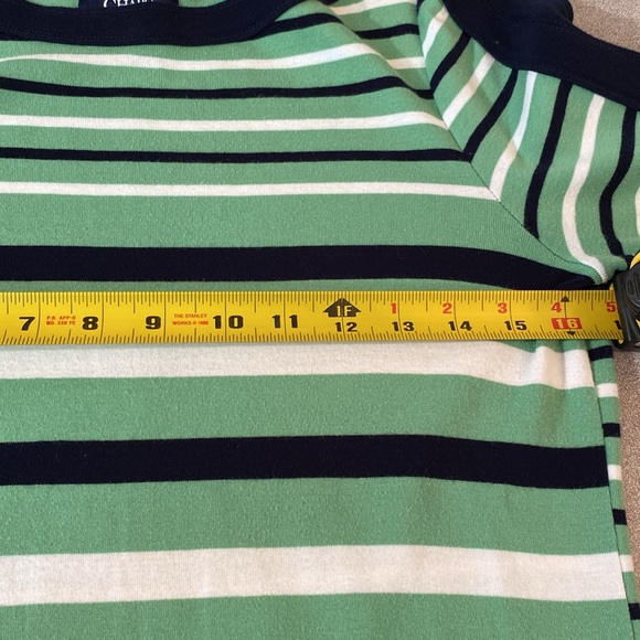 Chaps - women’s striped boat neck t-shirt. Size M - Picture 7 of 10